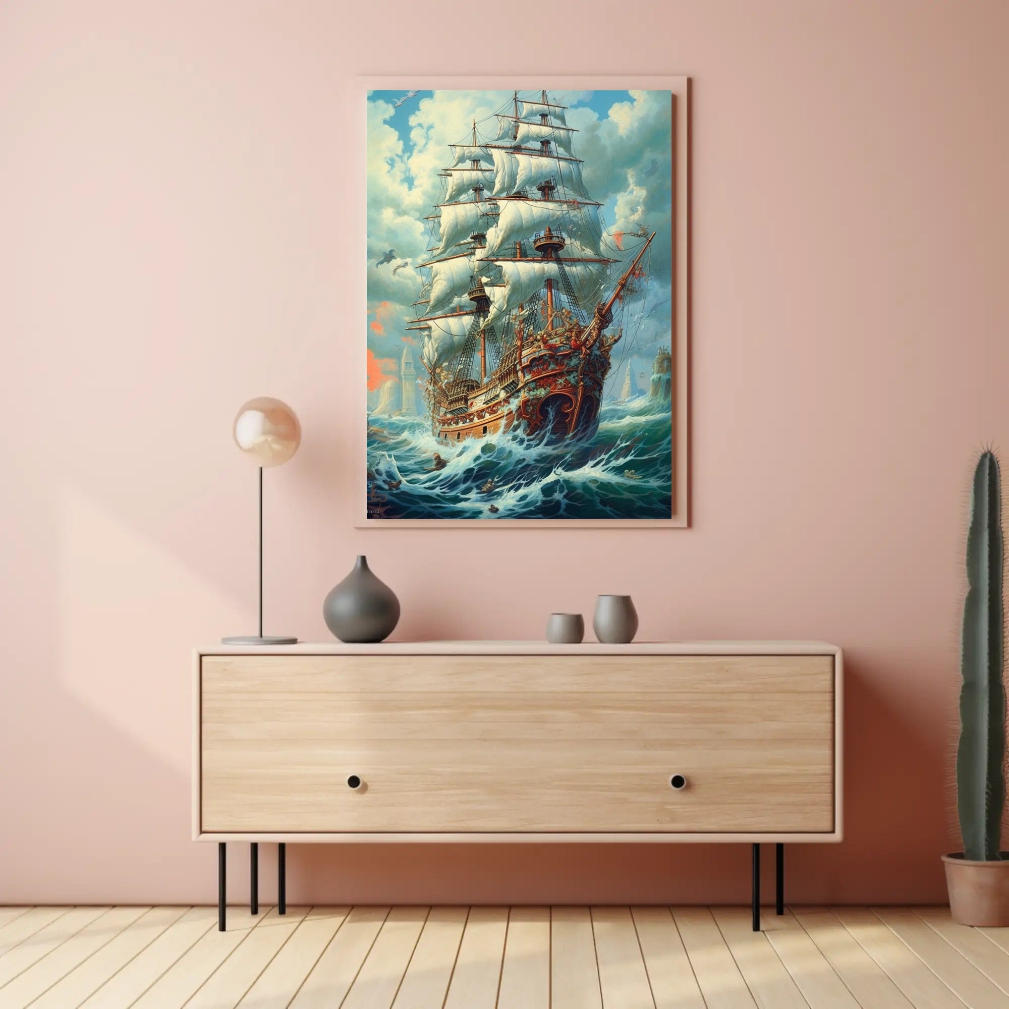 Majestic Sailing Ship At Sea Poster