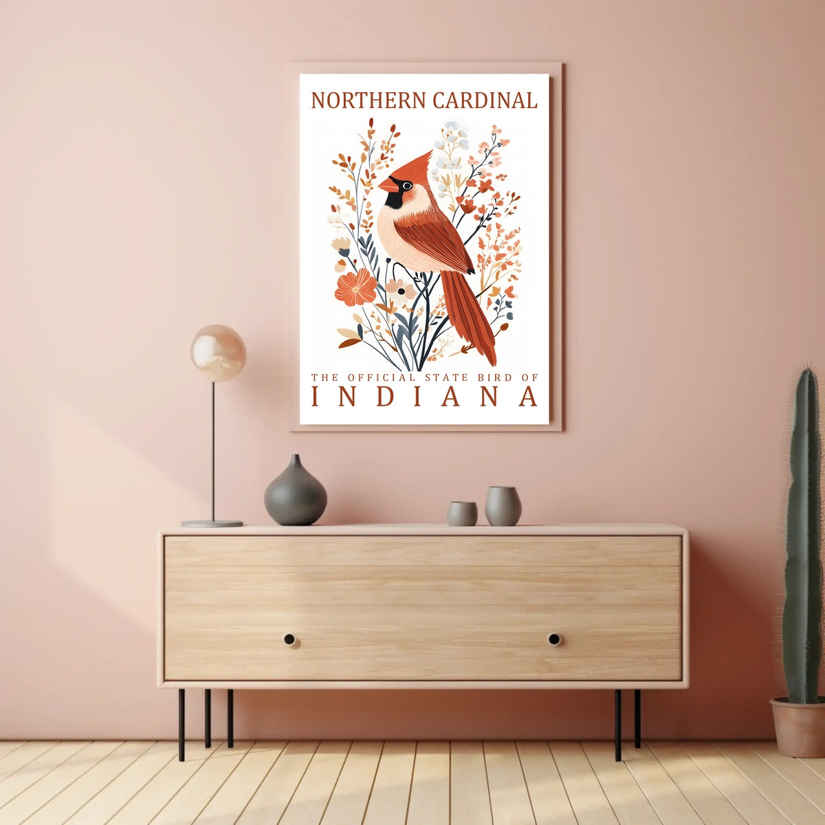 Northern Cardinal Indiana State Bird Art Poster