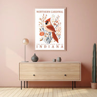Northern Cardinal Indiana State Bird Art Poster