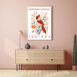 Northern Cardinal Indiana State Bird Art Poster