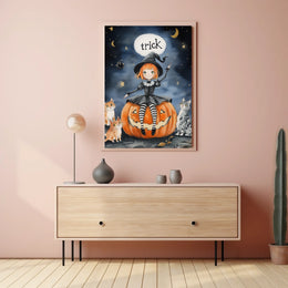 Young Witch Halloween Cartoonish Playful Whimsical Poster