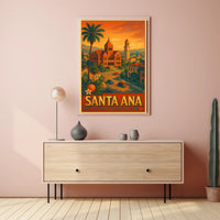 Santa Ana Mid-Century Cityscape Vintage Travel Poster