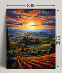 Sunset Over Tuscan Hills Poster