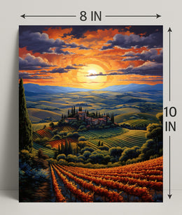 Sunset Over Tuscan Hills Poster