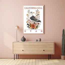 California Gull Utah State Bird Nature Poster