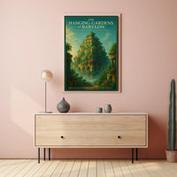 Hanging Gardens of Babylon Photorealistic Fantasy Mythology Poster