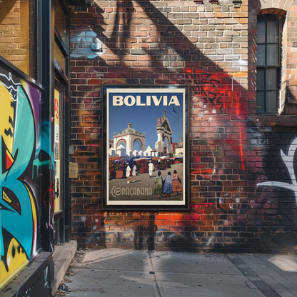 Copacabana Bolivia Vintage Poster