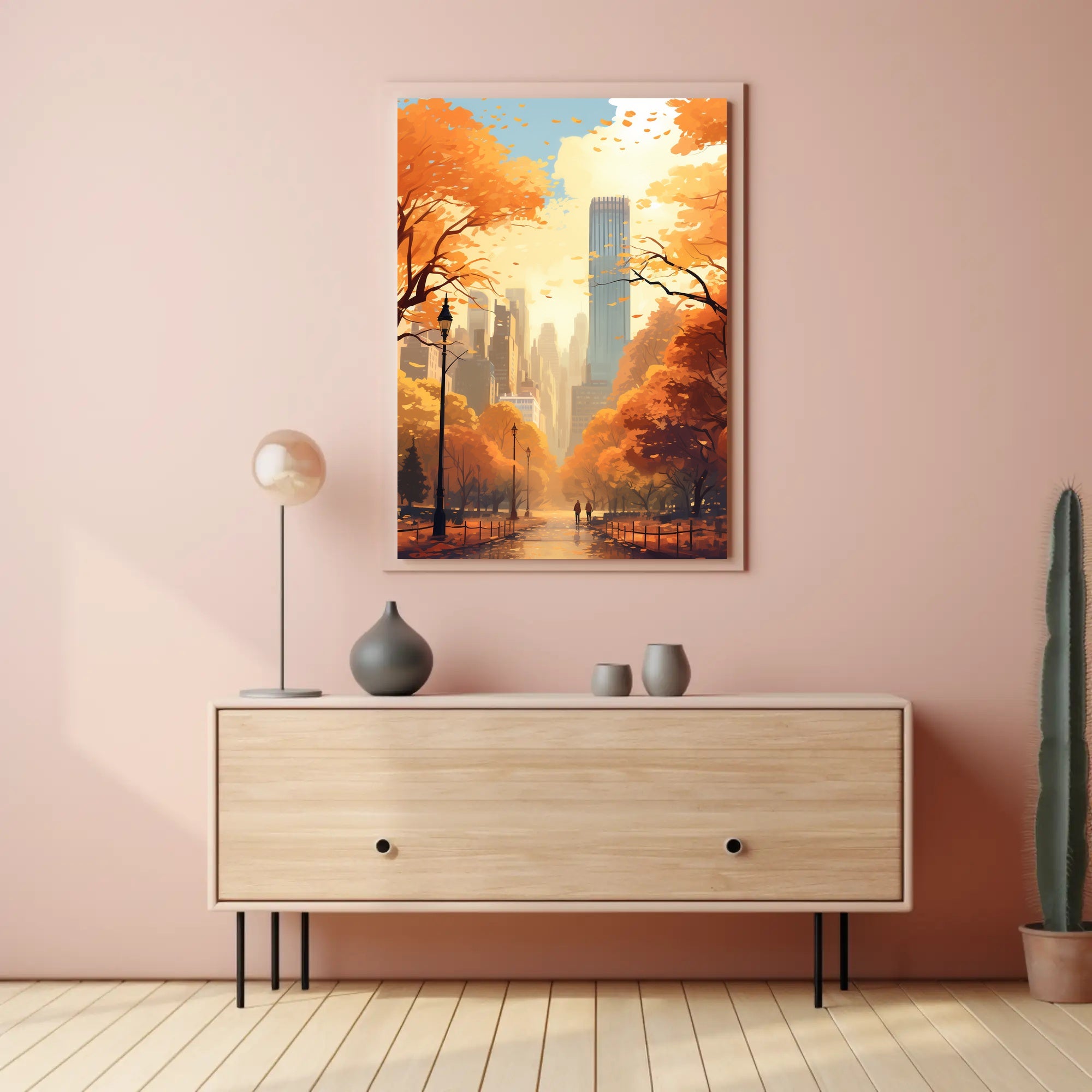 Central Park Autumn Escape in Abstract Artistic Poster