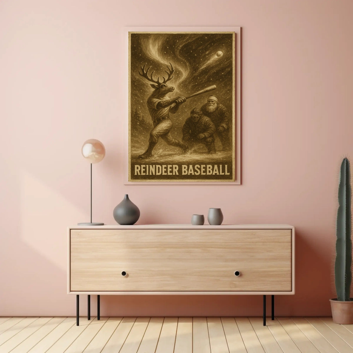 REINDEER BASEBALL: Whimsical Fantasy or Mythology Poster
