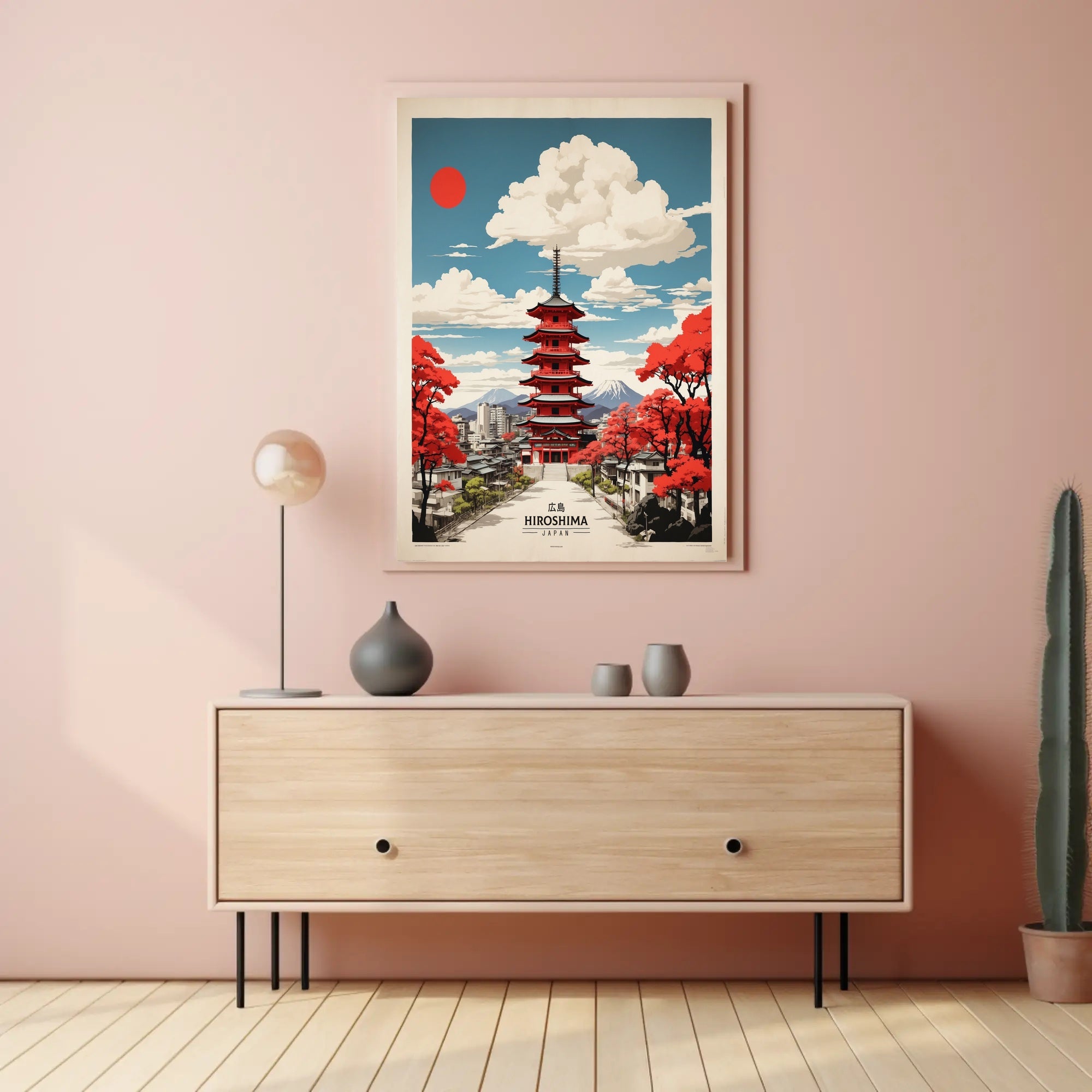Hiroshima Vintage Travel Poster in Japanese Aesthetic