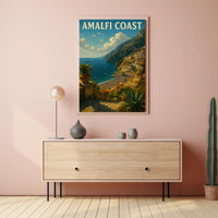 Amalfi Coast Poster Wall Art Coastal Decor Seascape View