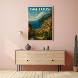 Amalfi Coast Poster Wall Art Coastal Decor Seascape View