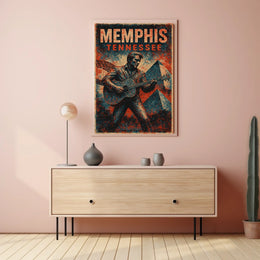 Memphis Music Heritage Guitar Retro 80s Poster