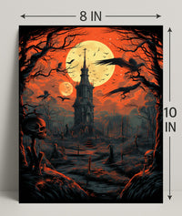 Haunted Tower Under Blood Moon Poster