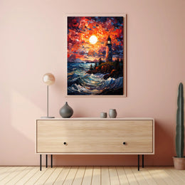 Lighthouse At Sunset Poster