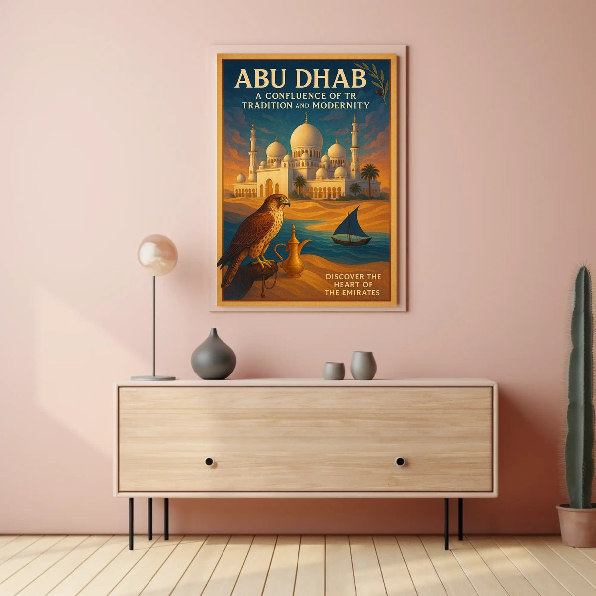 Abu Dhabi Vintage Travel Poster Celebrating Heritage and Modernity