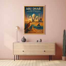 Abu Dhabi Vintage Travel Poster Celebrating Heritage and Modernity
