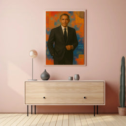 Person in Suit with Abstract Geometric Art Poster