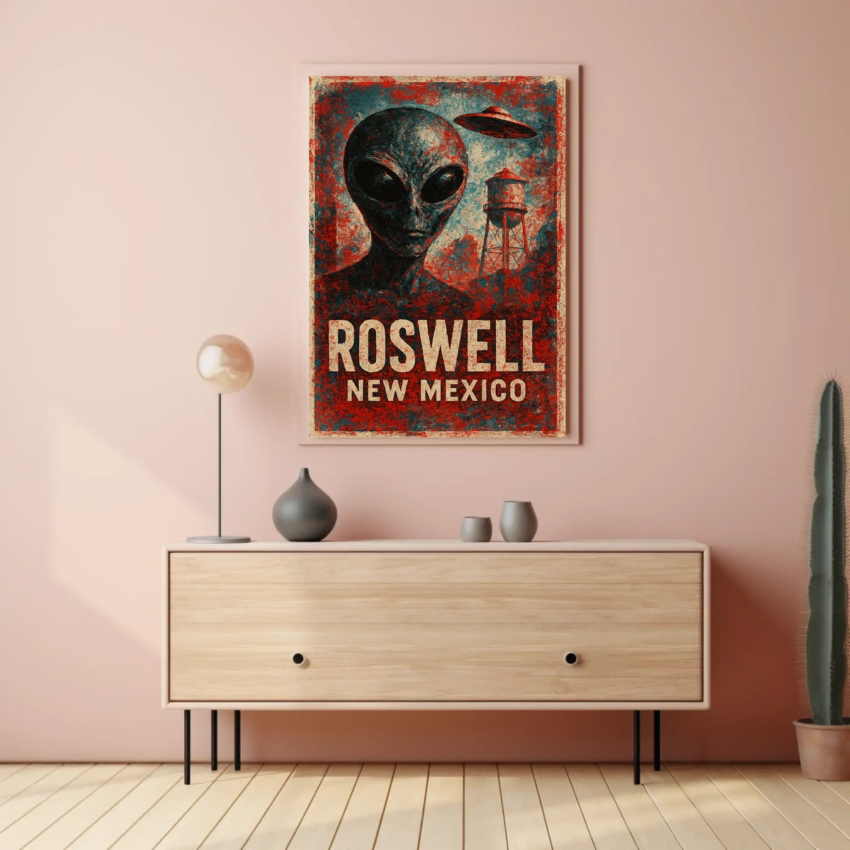 Roswell UFO Vintage Distressed SciFi Collectors Poster