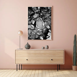 Stark Black and White Abstract Ice Formation Poster