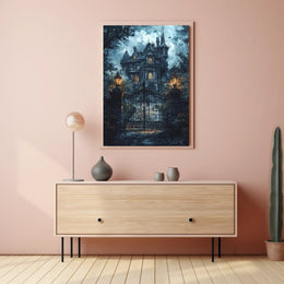 Gothic Haunted Mansion Atmosphere Victorian Era Cultural Heritage Poster