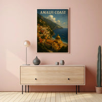 Amalfi Coast Poster Wall Art Decor 18x24 Coastal Scene