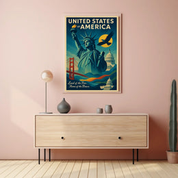 Patriotic American Freedom Vintage Artistic Poster