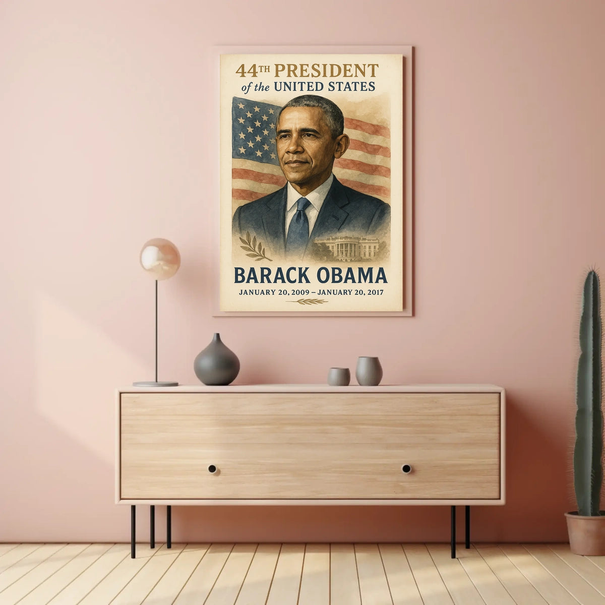 Barack Obama American Flag Illustrative Style Presidency Poster