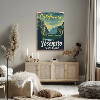 California Yosemite Valley Scenic Travel Poster