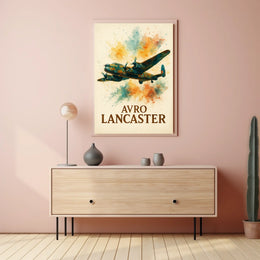 Avro Lancaster WWII Bomber Watercolor Art Poster