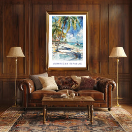 Tropical Beach Paradise in Watercolor Travel Poster PosterGoat