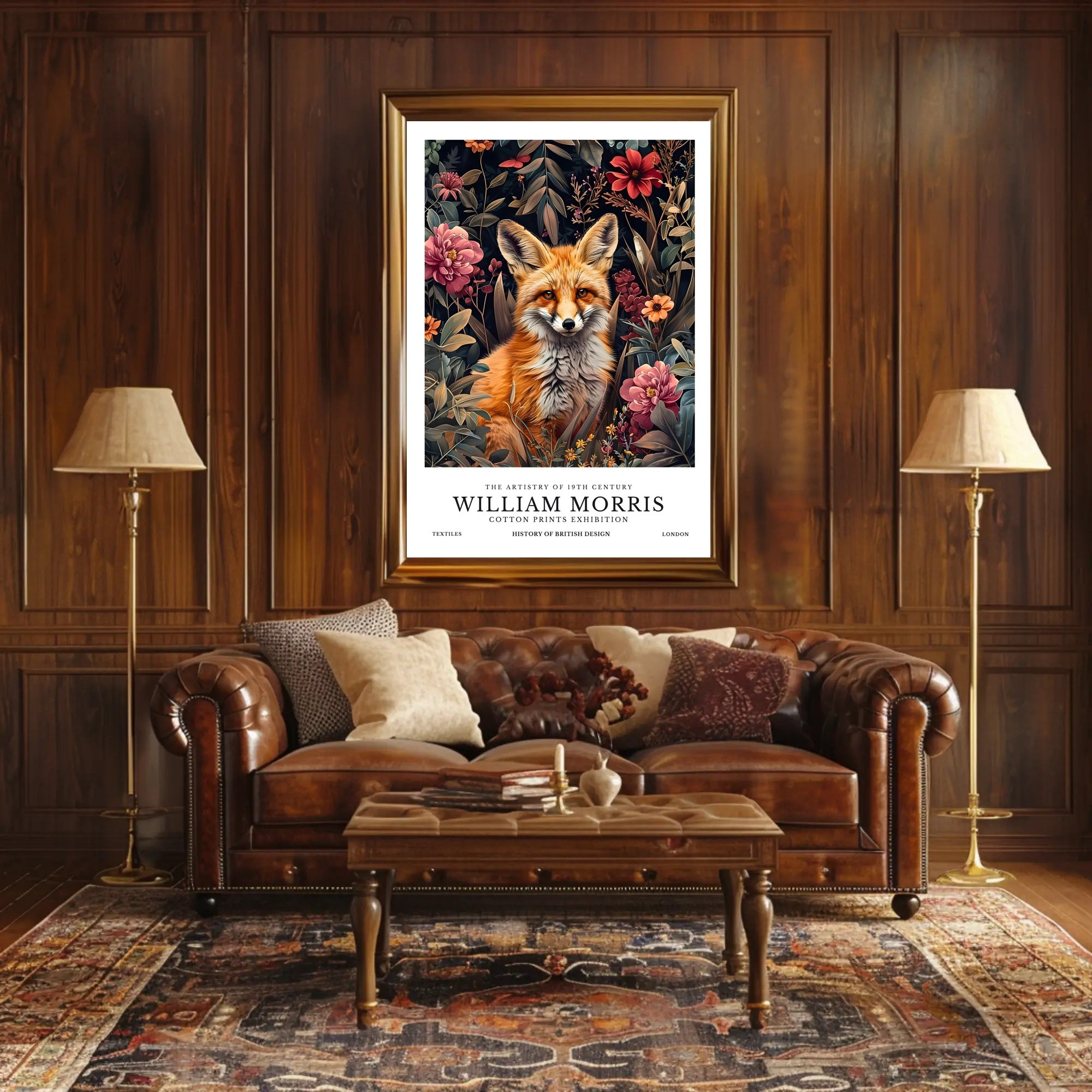 Fox in Floral Elegance: Cultural or Heritage Poster