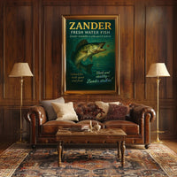 Zander Freshwater Fish Poster Vintage Fishing Print