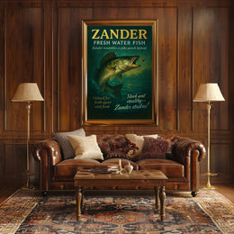 Zander Freshwater Fish Poster Vintage Fishing Print
