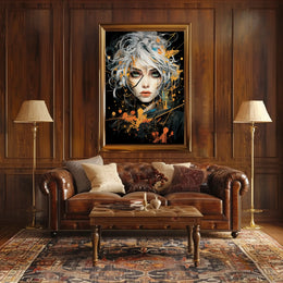 Striking Abstract Portrait with Vibrant Geometric Elements