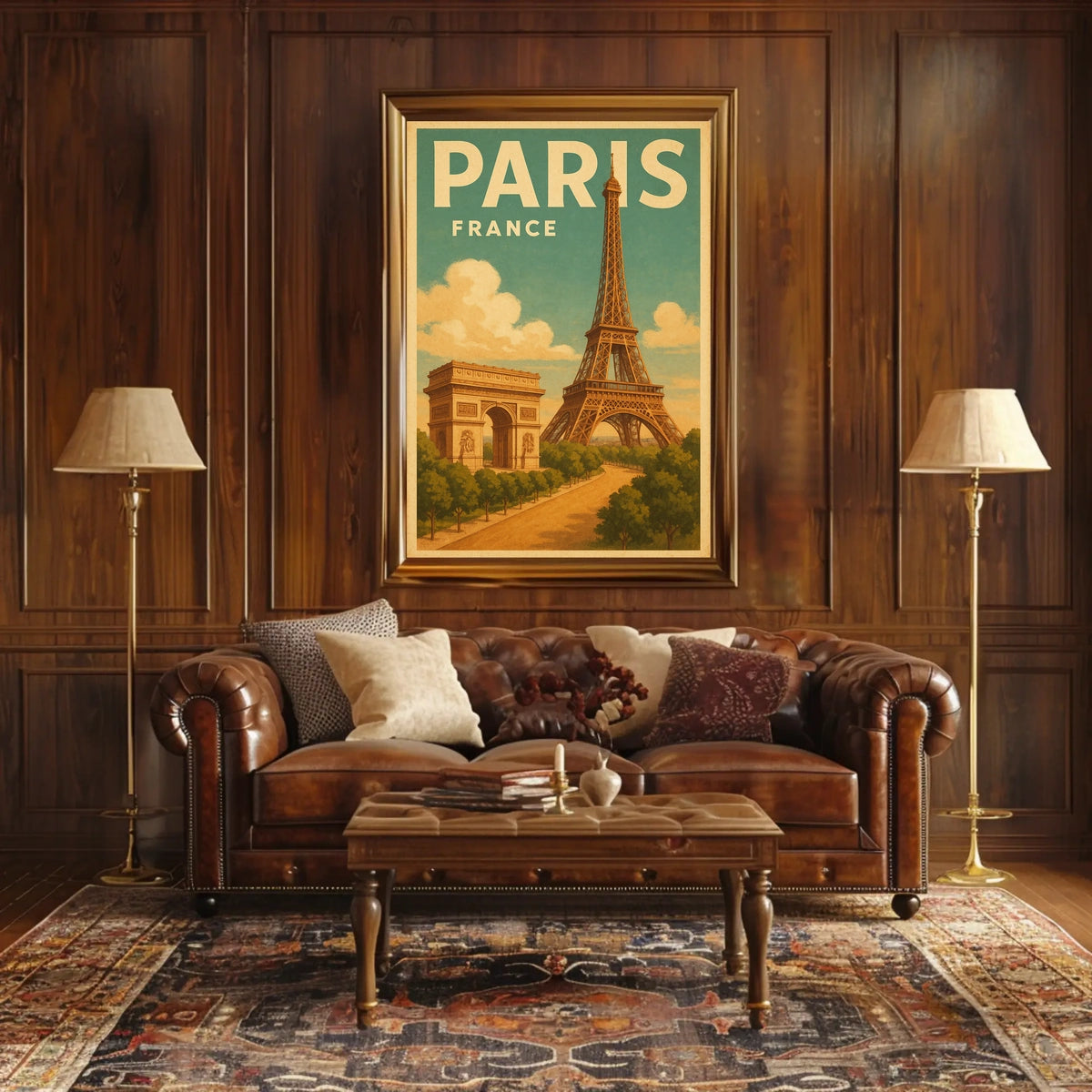 Paris, France Iconic Landmarks Poster