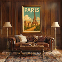 Paris, France Iconic Landmarks Poster