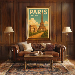 Paris, France Iconic Landmarks Poster