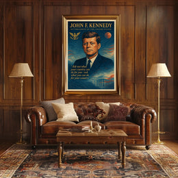 JFK Inspirational Poster with Vintage Patriotic Theme