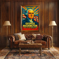 George Washington 1st President of the United States Colorful Comic Book Style Poster