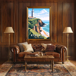Coastal Serenity: Byron Bay Lighthouse Travel Poster