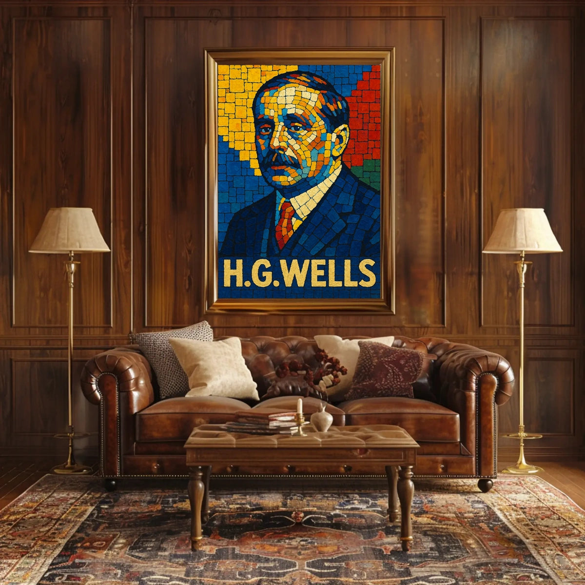 H.G. Wells Mosaic Portrait Poster