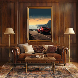 Sunset Drive Along the Coast Poster PosterGoat