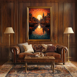 Dreamscape Canal At Sunset Poster