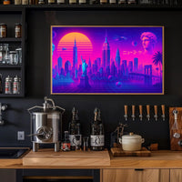 Neon New York Retro Futurism Poster Art Print