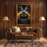 High-Speed Sports Car in Futuristic Tunnel Sports Poster