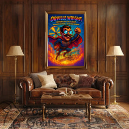 Orville Wright Comic Superhero Aviation Poster