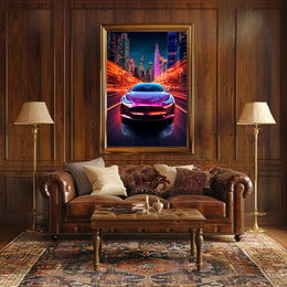 Futuristic Night Drive Poster PosterGoat