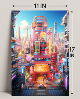 Neon Cityscape Poster