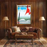 Swiss Skiing Vintage Design Winter Sports Poster PosterGoat